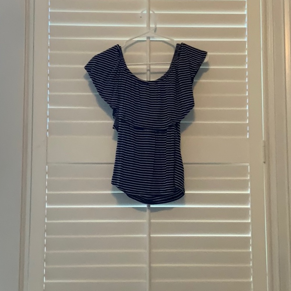 Black and white striped off the shoulder crop top